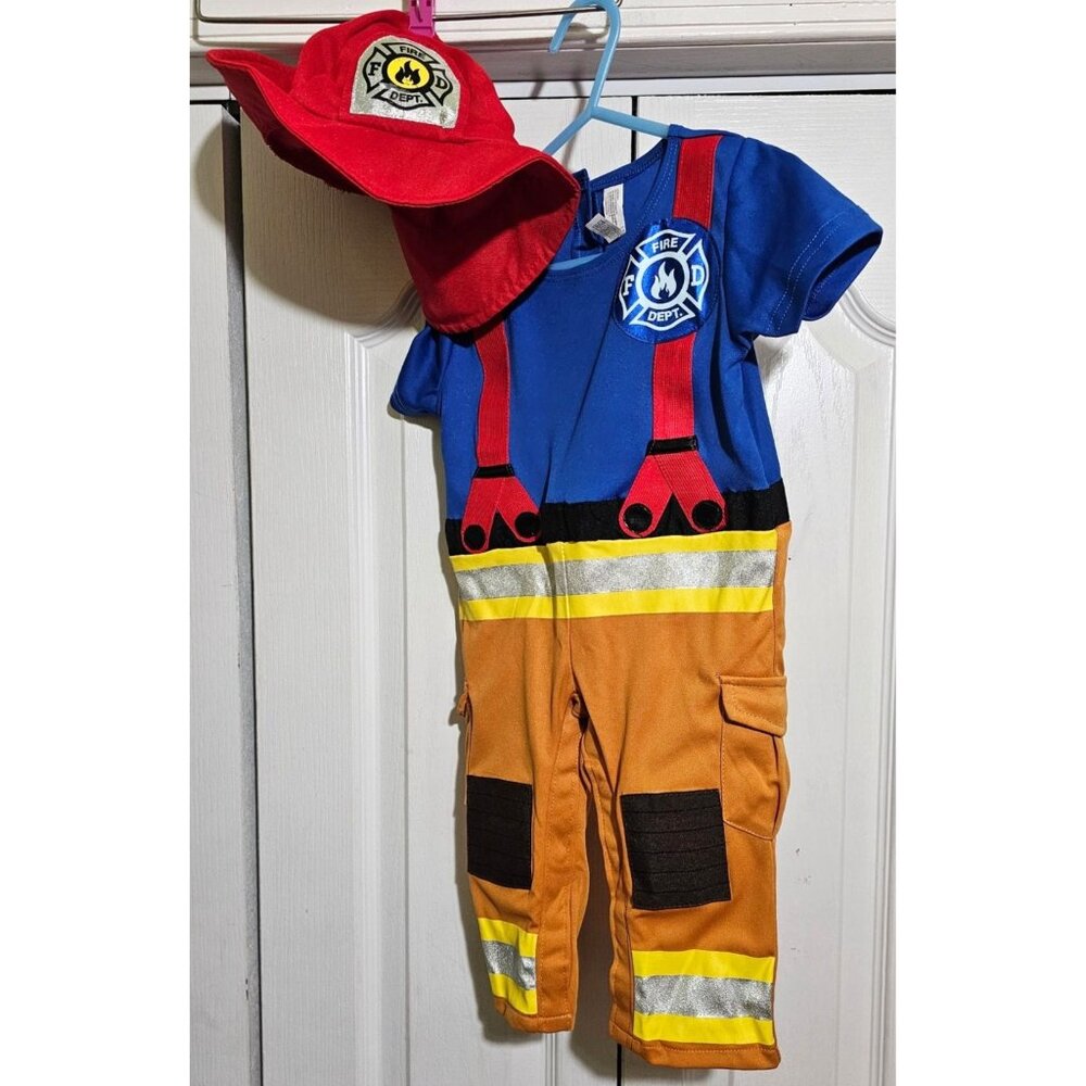 My First Fireman Costume 6-12 Months Baby Firefighter Uniform Soft Hat Halloween